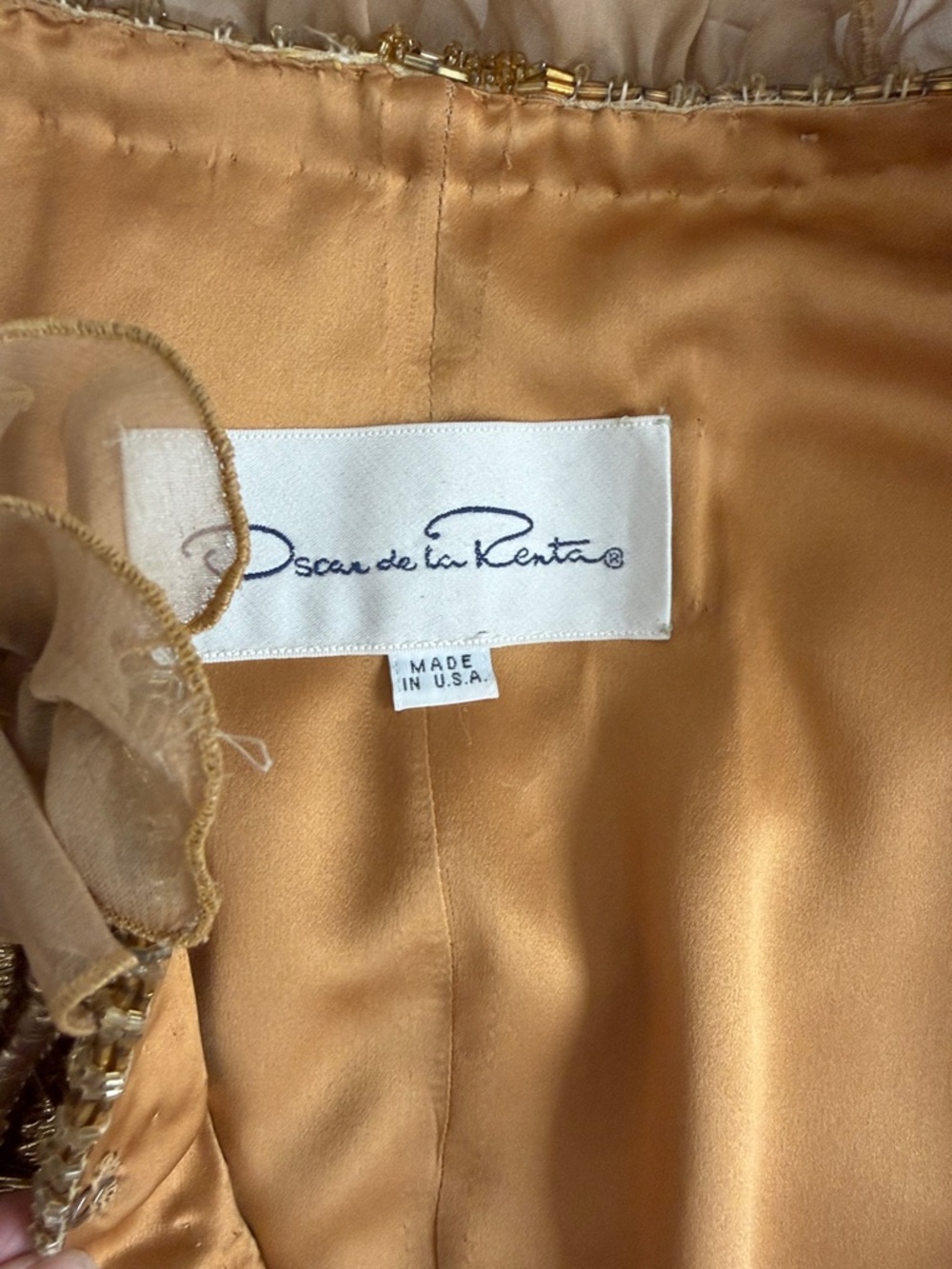 Vintage Couture Oscar de la Renta Gold Metallic Brocade Jacket - Picture 4 of 8
